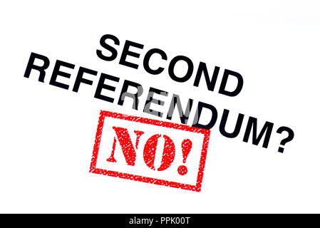 The Second Referendum question stamped with a red NO! rubber stamp. Stock Photo