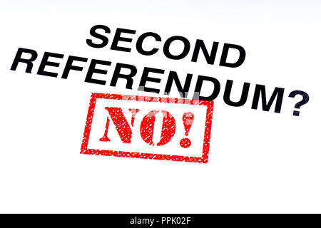 The Second Referendum question stamped with a red NO! rubber stamp. Stock Photo