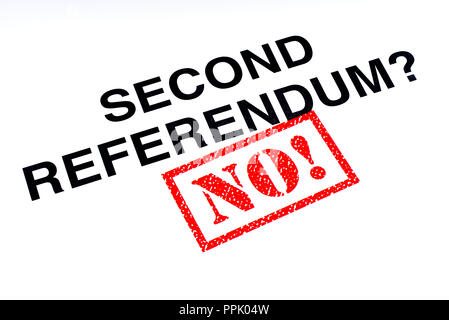 The Second Referendum question stamped with a red NO! rubber stamp. Stock Photo