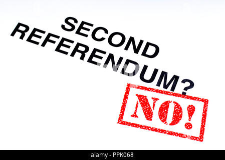 The Second Referendum question stamped with a red NO! rubber stamp. Stock Photo