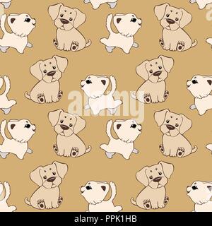 Vector cartoon seamless pattern with funny cats and dogs, Cute printable background for childish textile. Stock Vector