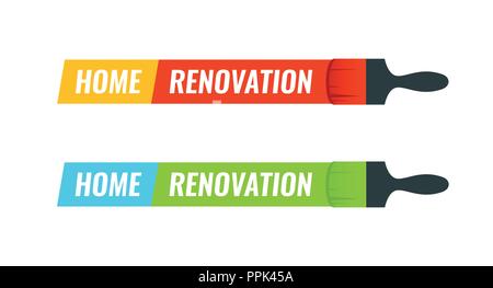 Home Renovation - Set of Vector emblem illustration for House Remodel logotype Stock Vector
