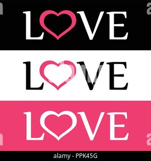 Style Flat Logo of Love with Heart Sign Stock Vector