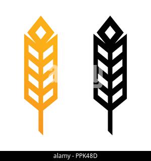 Wheat Ears Icons - Vector Illustrations of Golden and Black Symbols in Modern Geometric Style. Stock Vector