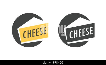 Logo with Piece of Italian Parmesan Cheese in Yellow and Dark Gray colors Stock Vector