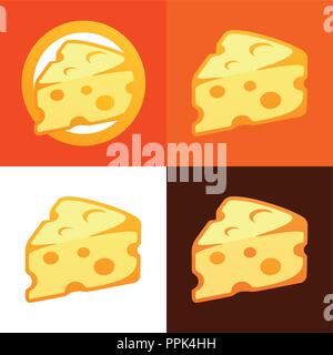 Style Cheese Icon - Style Cheese Icon in Flat Design on Different Backgrounds. Stock Vector