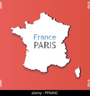 White Silhouette of France. Caption on Contour of Map Stock Vector