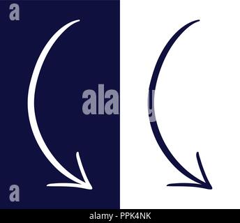 Sign of Drawn Arrows isolated on white and Dark Background -Vector Illustrations Stock Vector