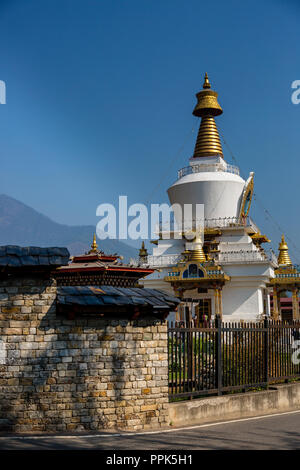 The National Memorial Chorten in Thimpu, the capital city of the Himalayan Kingdom of Bhutan Stock Photo