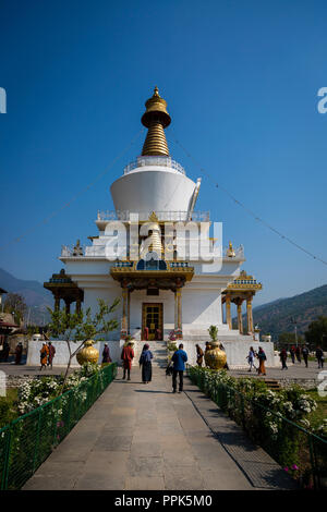 The National Memorial Chorten in Thimpu, the capital city of the Himalayan Kingdom of Bhutan Stock Photo