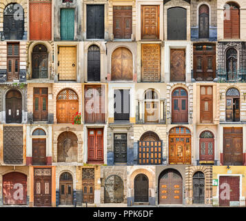 Set of 45 old doors and gates from Lviv, Ukraine Stock Photo