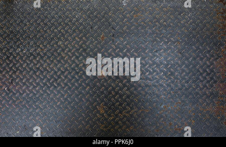 Steel dirty and used checker plate metal sheet. Can be use as background or texture. Stock Photo