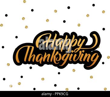 Hand drawn Happy Thanksgiving typography lettering poster. Celebration quote on textured background for postcard, icon, logo or badge. Autumn celebration vector vintage calligraphy text with wreath Stock Vector