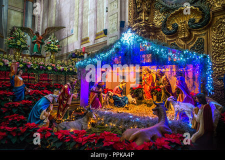 Nativity Scene, Santa Rosa de Viterbo Church, Queretaro, Mexico Stock Photo