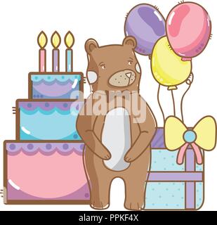 Happy birthday bear cartoons Stock Vector