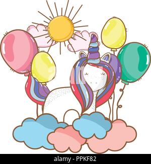 Happy birthday unicorn cartoons Stock Vector