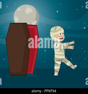 Kid in halloween cartoon Stock Vector