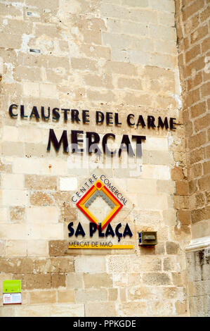 Claustre Del Carme Mercat, Mahon or Mao, Menorca, Balearic Islands, Spain. Stock Photo