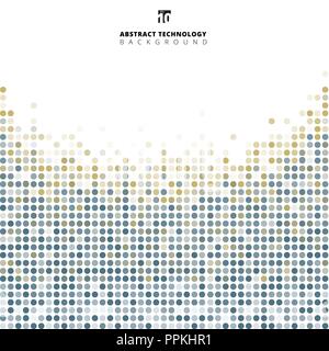 Abstract dots blue and gray color on white background, Technology background, Data transfer, Vector illustration Stock Vector