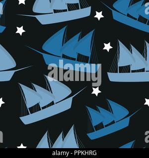 Columbus Day pattern repeat seamless in blue color for any design. Vector Stock Vector