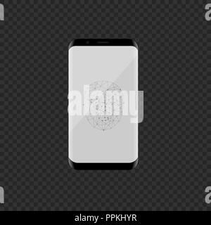 Smartphone with face scan icon. Facial recognition system Stock Vector
