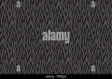 Fur texture wild animal skin black white seamless pattern. Vector illustration. Stock Vector