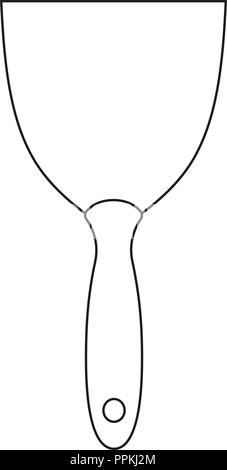 Line art black and white construction spatula Stock Vector