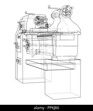 Lathe concept. Vector rendering of 3d Stock Vector