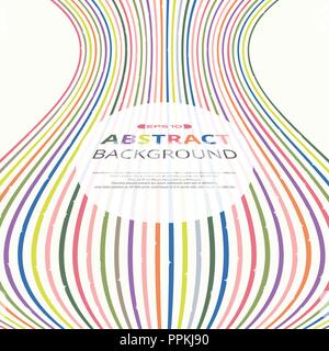 Abstract of curve colorful in perspective stripe lines pattern background, illustration vector eps10 Stock Vector