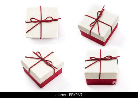 gift boxes collage seen from different angles isolated on white background Stock Photo