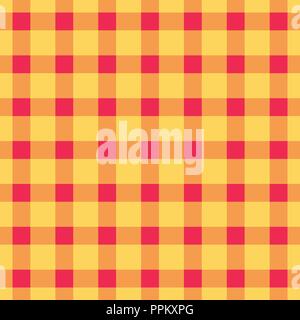Seamless pattern check plaid fabric texture. Red with orange color cage diagonal background Vector illustration. Stock Vector