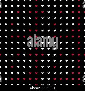 Abstract male sport style seamless pattern. Eastern trend palette red and white on a black background. Vector illustration of little hearts. Stock Vector