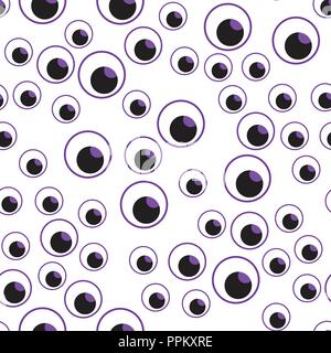 Vector illustration Many eyes seamless pattern. Happy Halloween design for children on a white background. Stock Vector