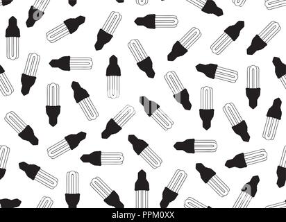 Seamless light bulbs isolated on white Stock Vector