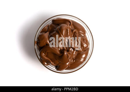 Hazelnut spread in a jar isolated on white Stock Photo