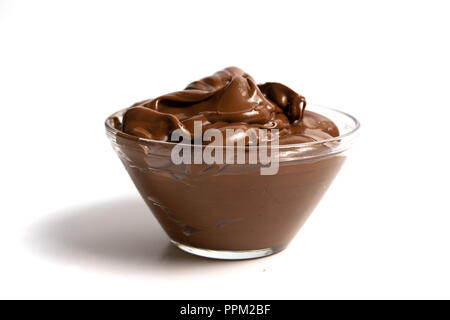 Hazelnut spread in a jar isolated on white Stock Photo