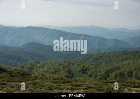 View to Stara planina mountain massif in the south-eastern Serbia from Babin Zub,  Serbia. Stock Photo