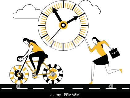 Business Woman running from hurdle Stock Vector
