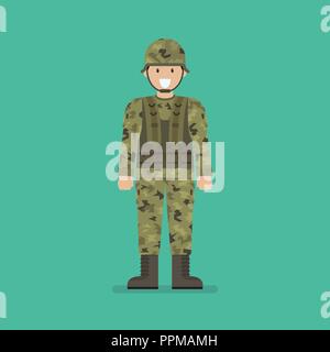 Army soldier character. Vector illustration Stock Vector