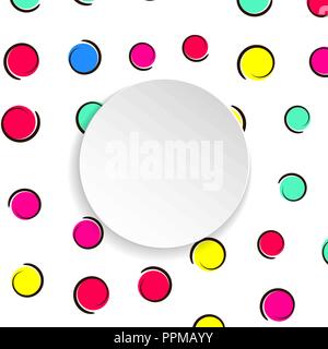 Pop art colorful confetti background. Big colored spots and circ Stock Vector