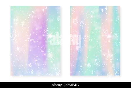 Princess background with kawaii rainbow gradient. Magic unicorn  Stock Vector