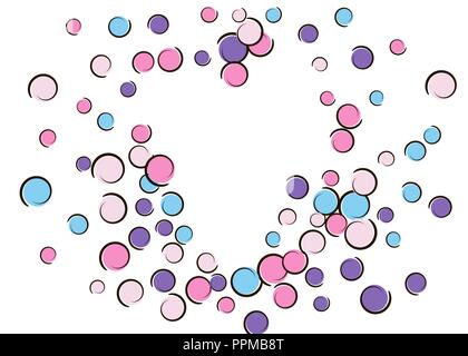 Heart dots frame with pop art confetti background. Stock Vector