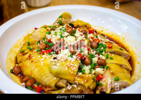 Chinese chicken salad with various ingredients on a plate Stock Photo