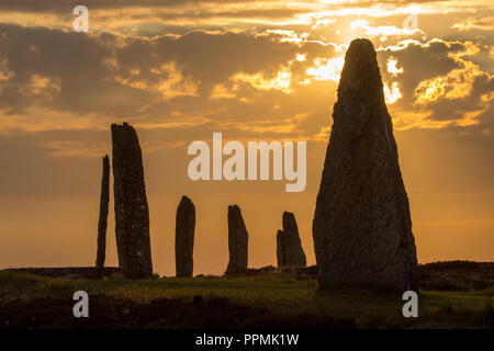 Sunset am Ring of Brodgar Stock Photo