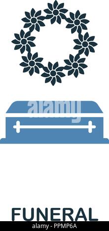 Funeral icon in two color design. Line style icon from insurance collection. UX and UI. Pixel perfect premium funeral icon. For web design, apps, soft Stock Vector