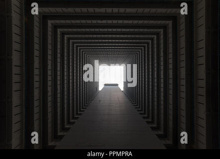 Inside square building, Hong Kong, Ping Shek estate Stock Photo