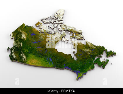 Canada 3D Physical Map with Relief Stock Photo
