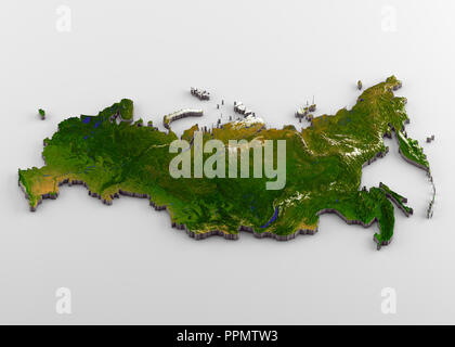 Russia 3D Physical Map with Relief Stock Photo