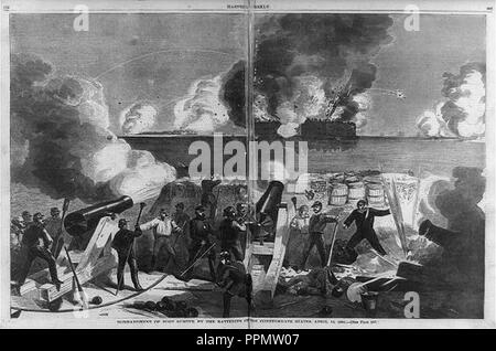 Bombardment of Fort Sumter by the batteries of the Confederate states Stock Photo