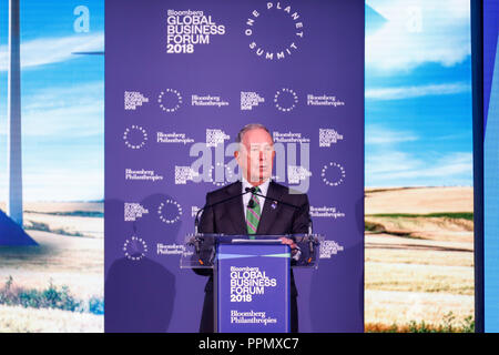 New York City, USA. 26th September 2018. Michael R. Bloomberg during the Bloomberg Global Business Forum at The Plaza Hotel on Manhattan Island in New York this Wednesday, 26. (PHOTO: VANESSA CARVALHO/BRAZIL PHOTO PRESS) Credit: Brazil Photo Press/Alamy Live News Stock Photo